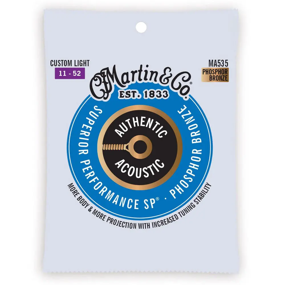 Martin Guitar Ma535 Authentic Strings 92/8 Phosphor Bronze Custom Light 1
