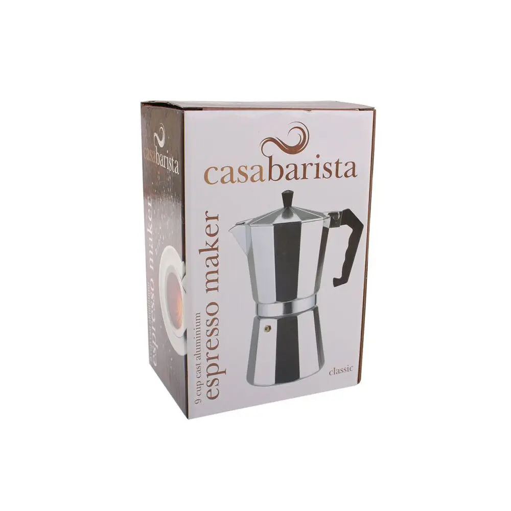 Casabarista Classic Aluminium 9 Cups Espresso Coffee Maker Moka Pot Silver 1