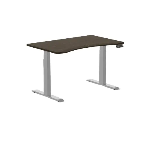 Desky Dual Ergo Edge Sit Stand Desk 120Cm Dark Bamboo Desktop And Grey Frame 1