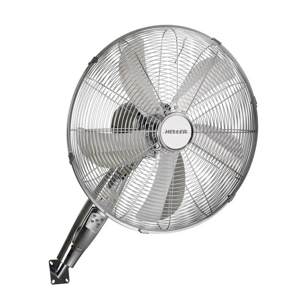 Heller 40Cm Chrome Wall Mounted Fan 3 Speed Oscillating Tilt/Hanging W/ Remote 1