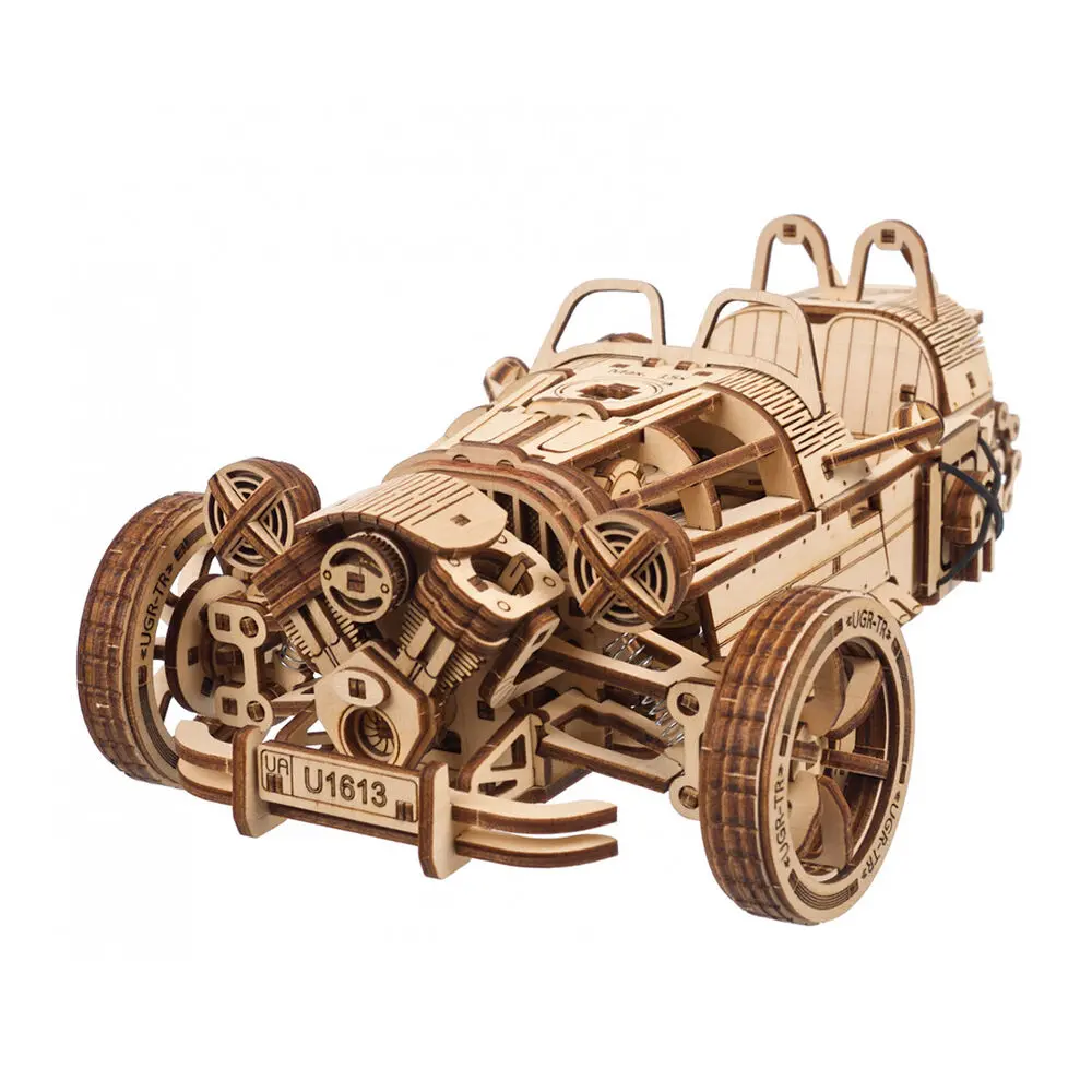 Ukraine Made Ugears Three Wheeler Ugr-S Wooden Mechanical 3D Puzzle Model Kit 1