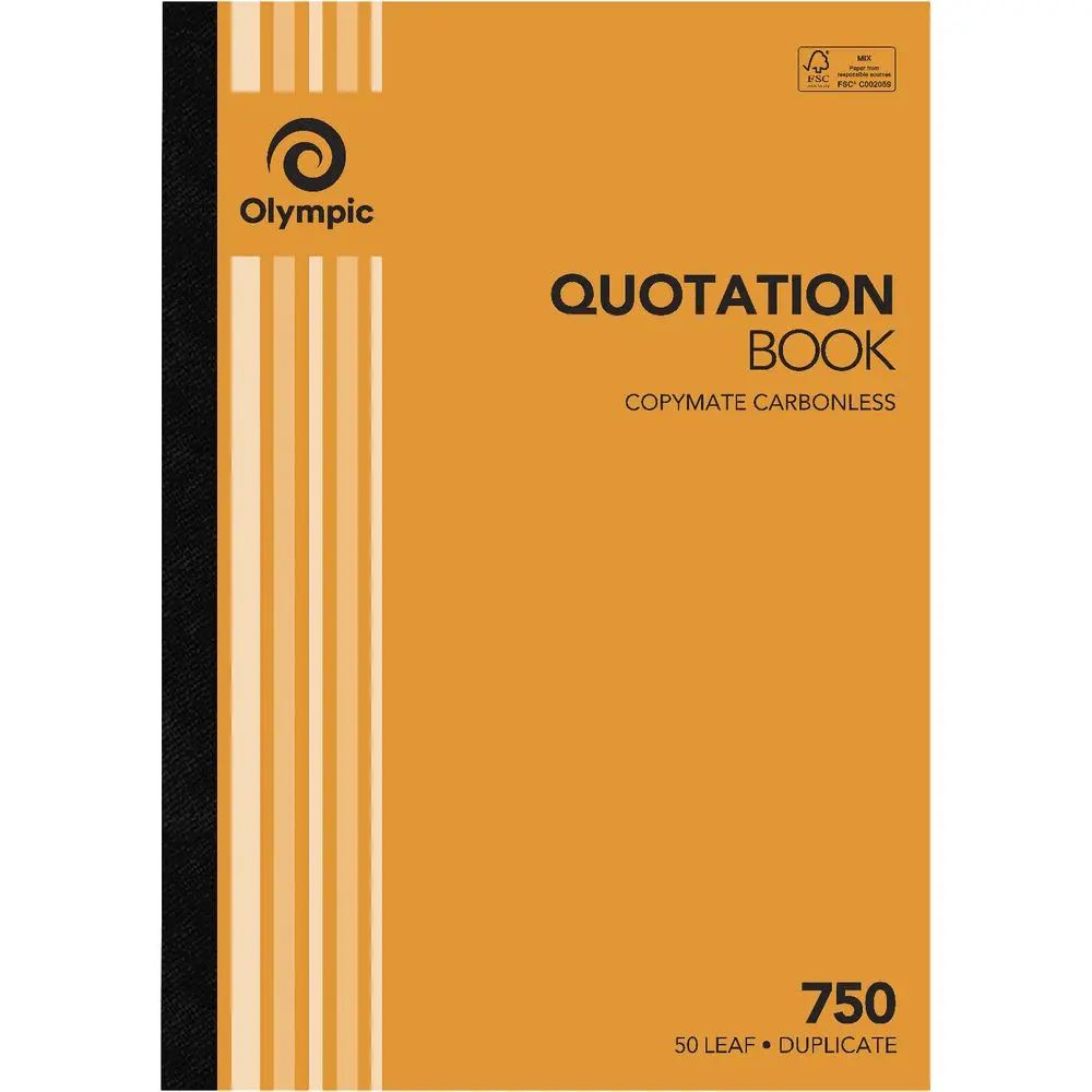 Olympic 5 Pack 750 Carbonless Duplicate Quotation Quotes Book 50 Leaf Bulk 2
