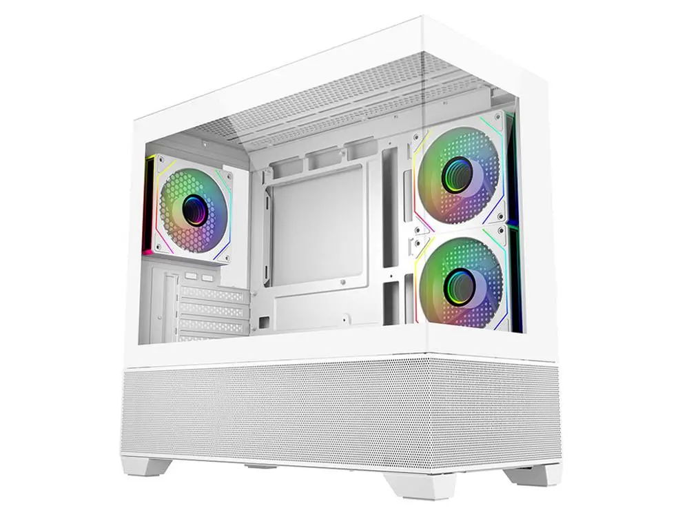 Cooler Master Elite 490 Dual Tempered Glass Micro-Atx Case - White 1