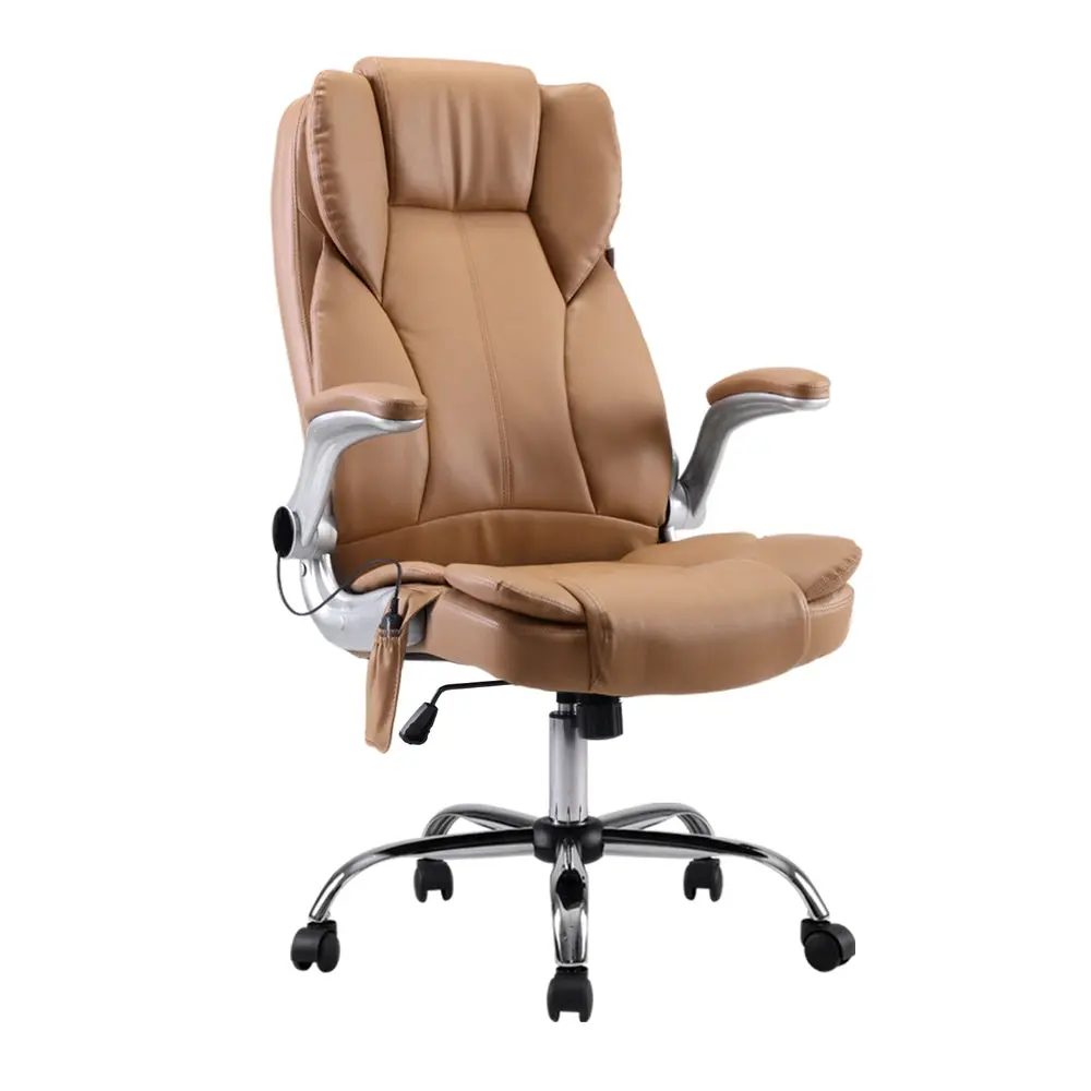 Artiss 8 Point Massage Office Chair Pu Leather (Brown) 1