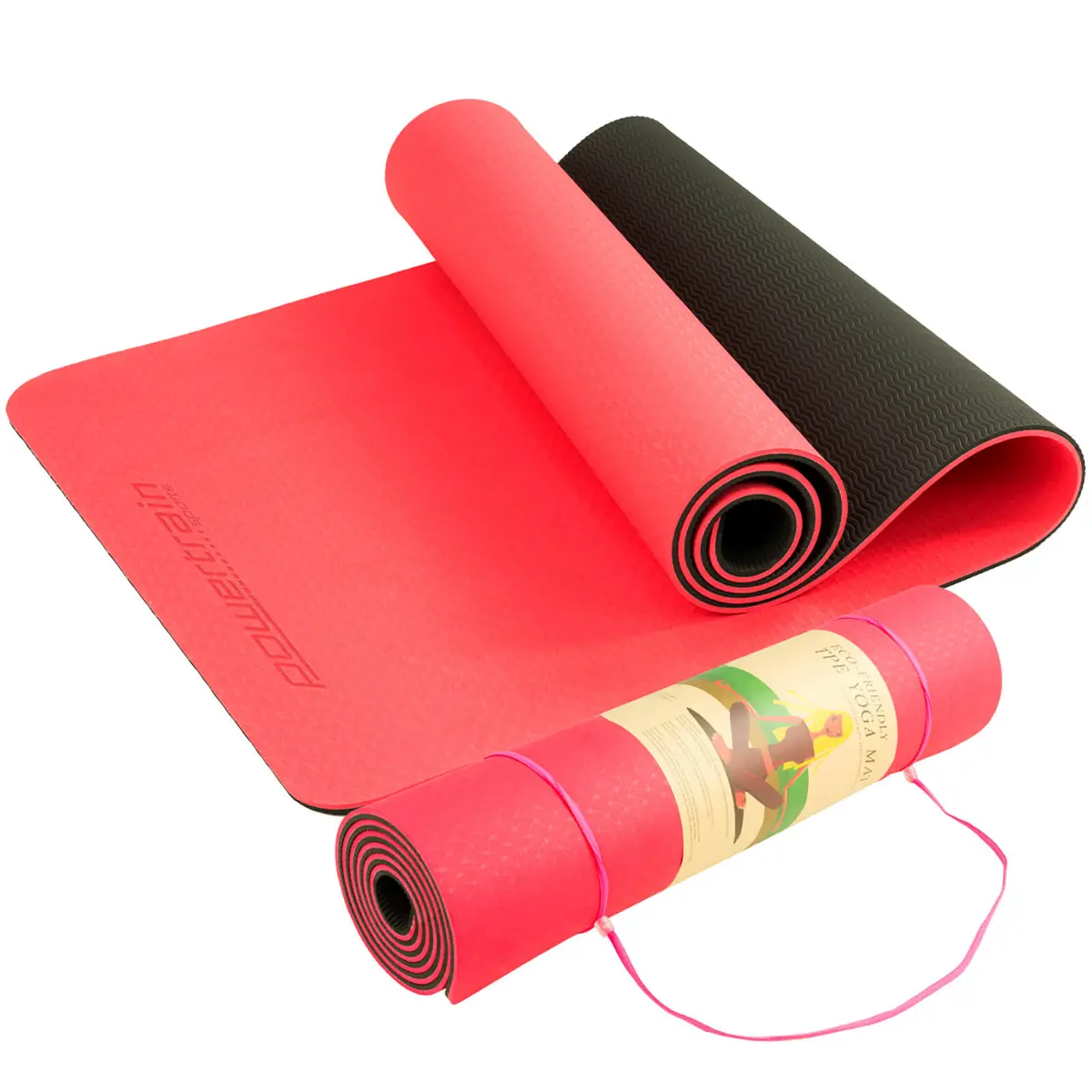 Powertrain Tpe Yoga Exercise Mat Home Gym Pilates Fitness 8Mm Thick In Red 1