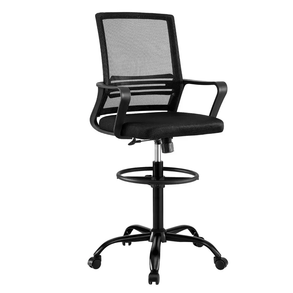 Artiss Office Chair Drafting Chairs Stool Computer Desk Studios Mesh (Black) 1