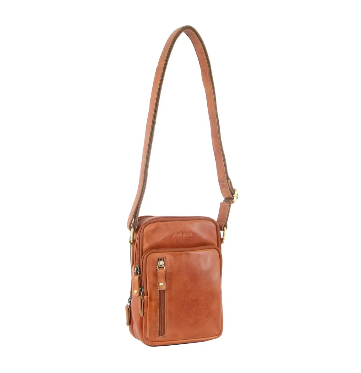 Pierre Cardin Cross Body Bag Unisex Sling Shoulder Messenger Travel - Cognac 1