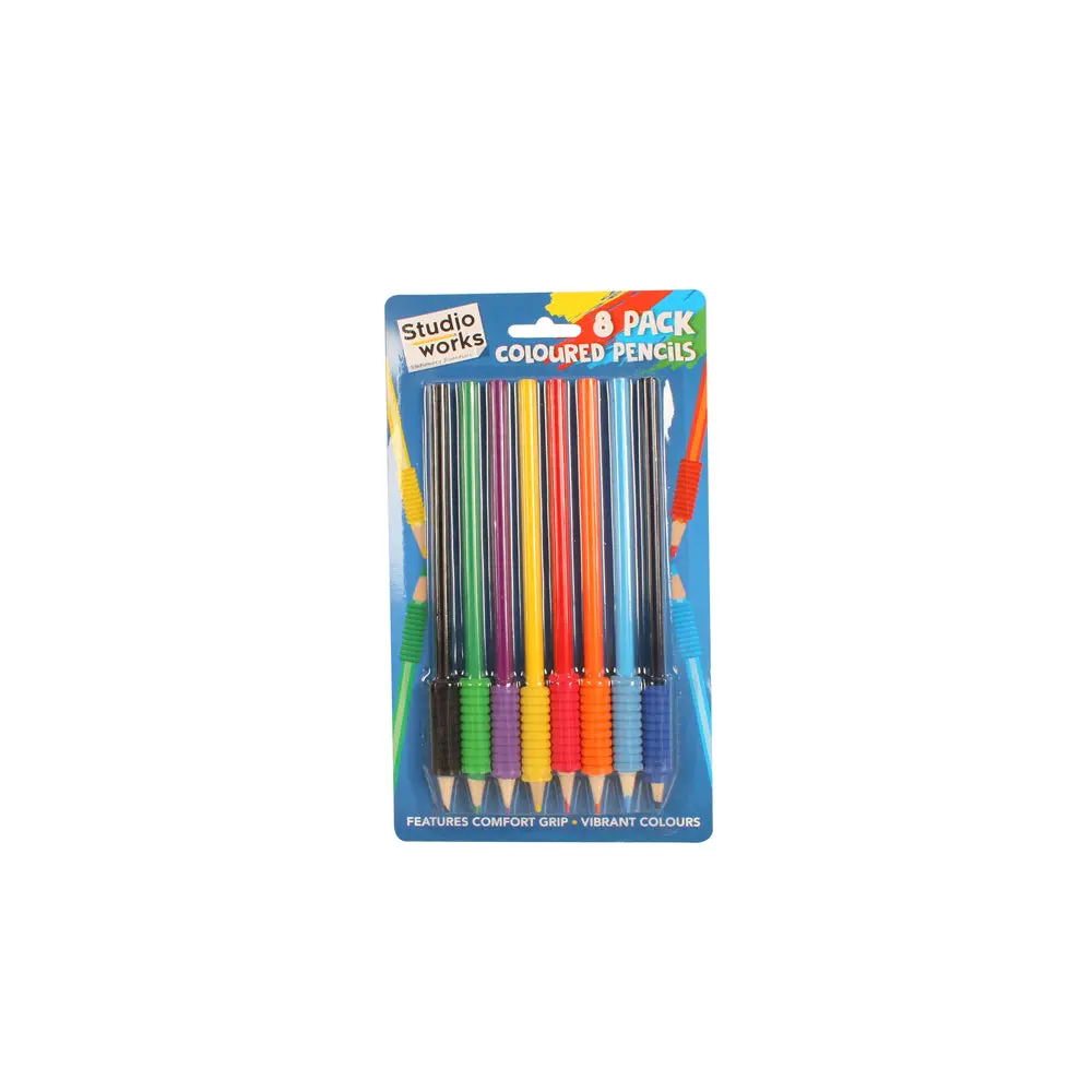 Studio Works Coloured Pencils W/ Grip 8 (Assorted Colors) [8-Pieces] 1