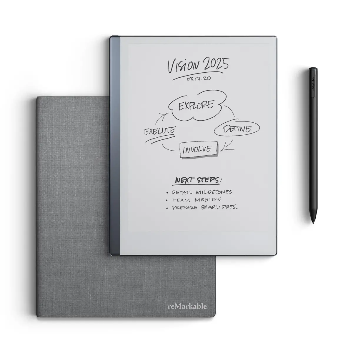 Remarkable 2 10.3" Paper Tablet With Marker Plus And Polymer Weave Book Folio (Grey) 1