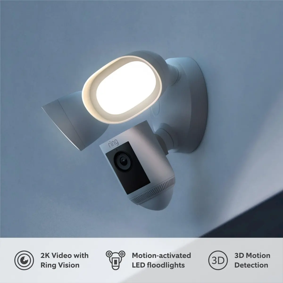Ring Floodlight Security Camera Pro 2K Wired (White) 2