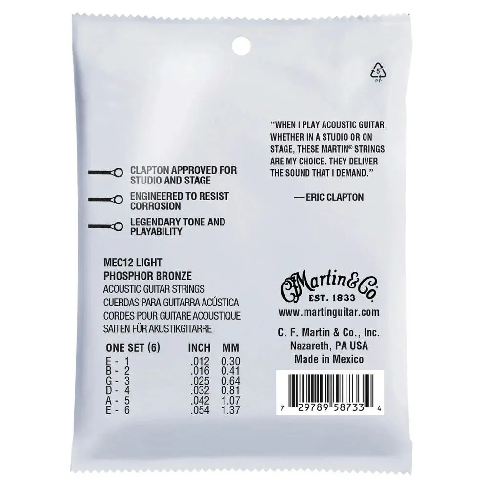 Martin Guitar Mec12 Clapton's Choice Strings 92/8 (Phosphor Bronze Light) 2