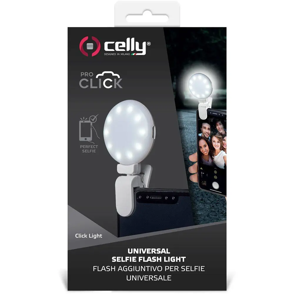 Celly Click Universal Phone Selfie Light With 3 Tones (White) 1