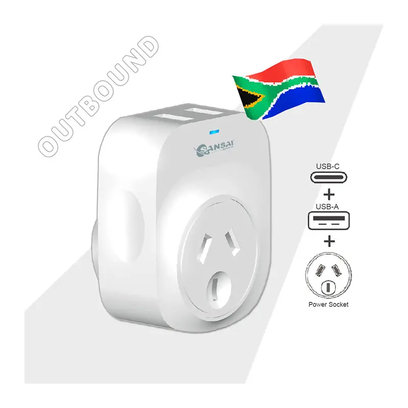 Sansai Travel Adaptor With Usb-C And Usb-A Port - Au/Za Region 2