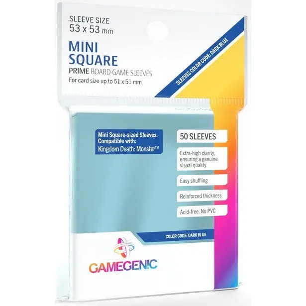 Gamegenic Prime Board Game Sleeves Mini Square-Sized/Kingdom Death Monster 53Mmx53mm 50 Sleeves (Dark Blue) 1