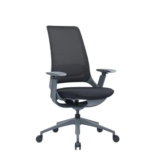 Desky Pulse Supportive Desk Chair No Headrest (Black/Grey) 1