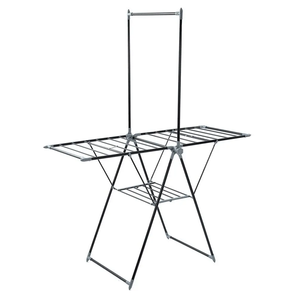 Boxsweden Foldable Clothes Airer With Hanging Rack 155X194cm (Black) 2