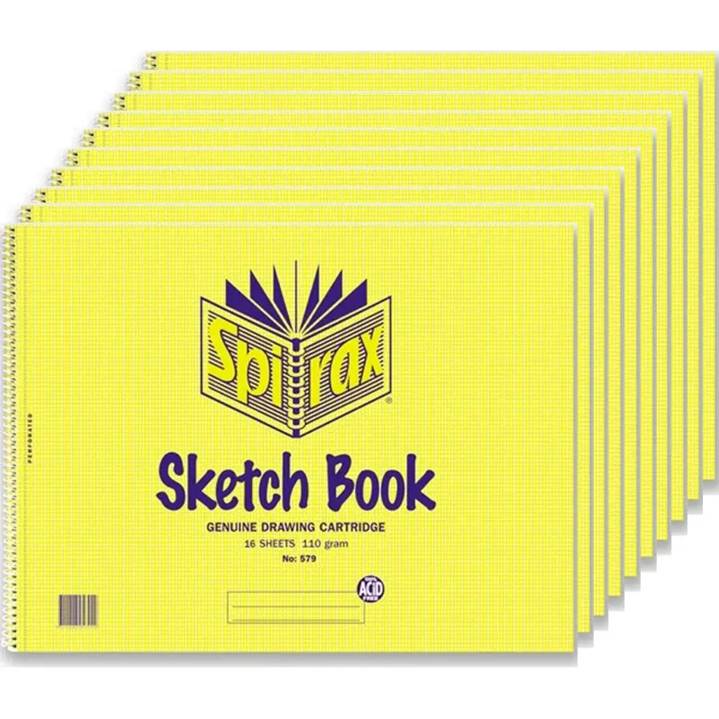 Spirax 579 Sketch Book Side Open Spiral 16 Leaf 272X360mm 10 Pack 1
