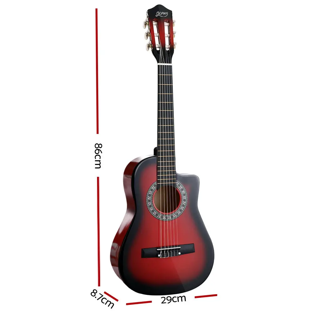 Alpha 34" Classical Guitar Wooden Body Nylon String Beginner Kids Gift (Red) 2