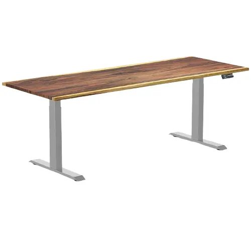 Desky Dual Hardwood Sit Stand Desk 200Cm Saman Desktop And Grey Frame 1