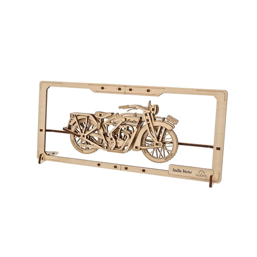 Ugears Indie Moto 2.5D Motorbike Mechanical Wooden Puzzle Model Kit 2