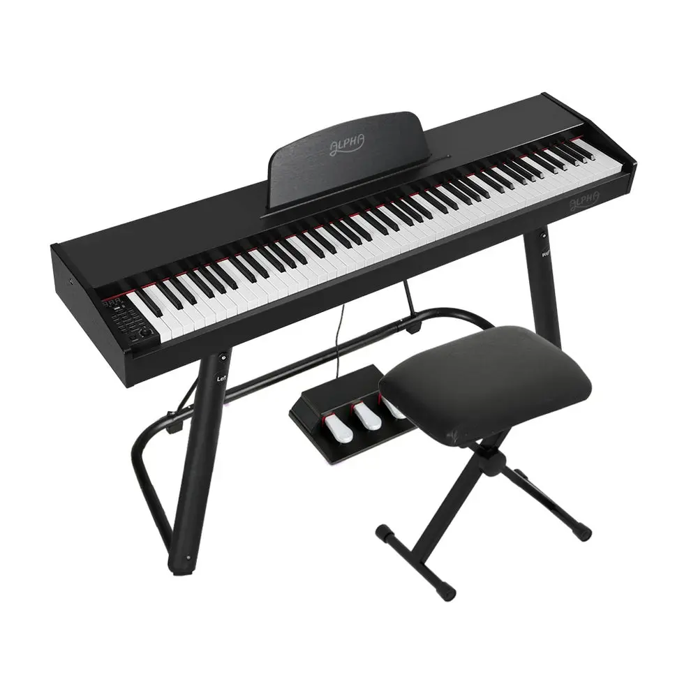 Alpha 88 Keys Electronic Piano Keyboard Digital Electric With Stand Stool Weighted 1
