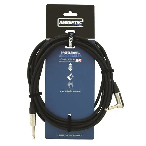 Ambertec Cables Guitar Cable Rean Connectors Straight/Right Angle 6M (Black) 1