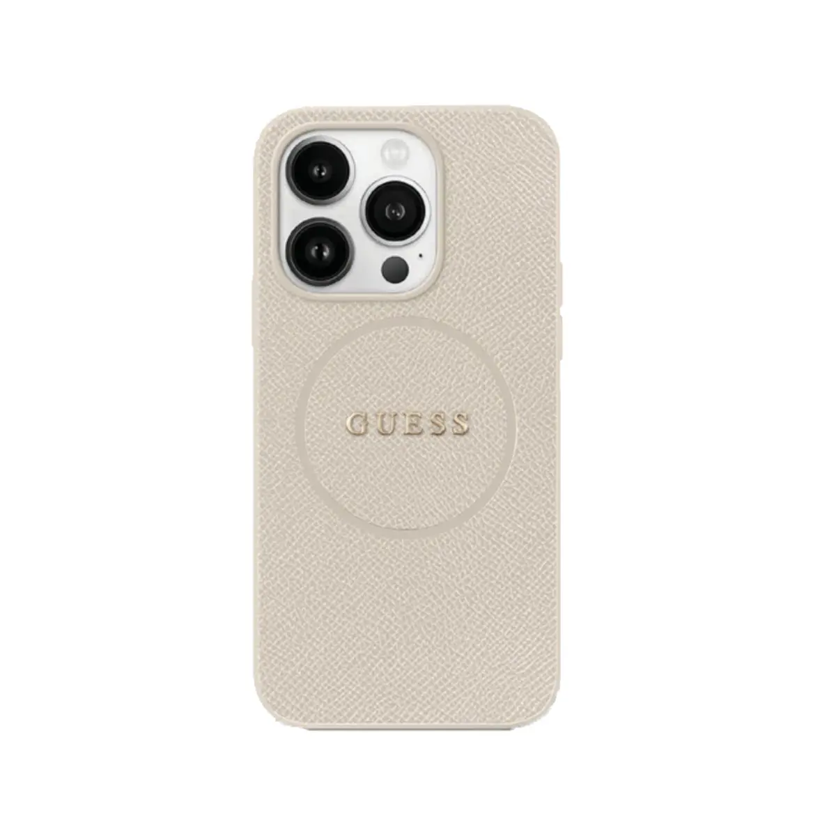 Guess Grained Pu Leather Magsafe Compatible Phone Case - Iphone 16 Plus (Beige) 1