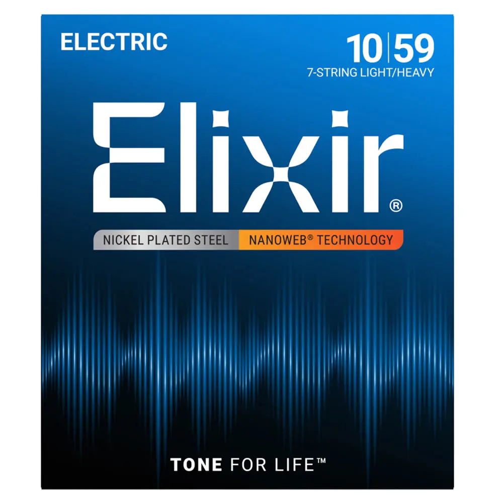 Elixir #12074 Electric 7 Strings Nanoweb Nickel Plated Steel 10-59 Light Heavy 1