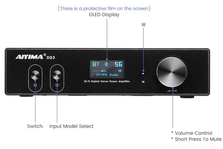 Aiyima D03 Bluetooth Aptx Dac 150W X 2 Channel Amplifier 2