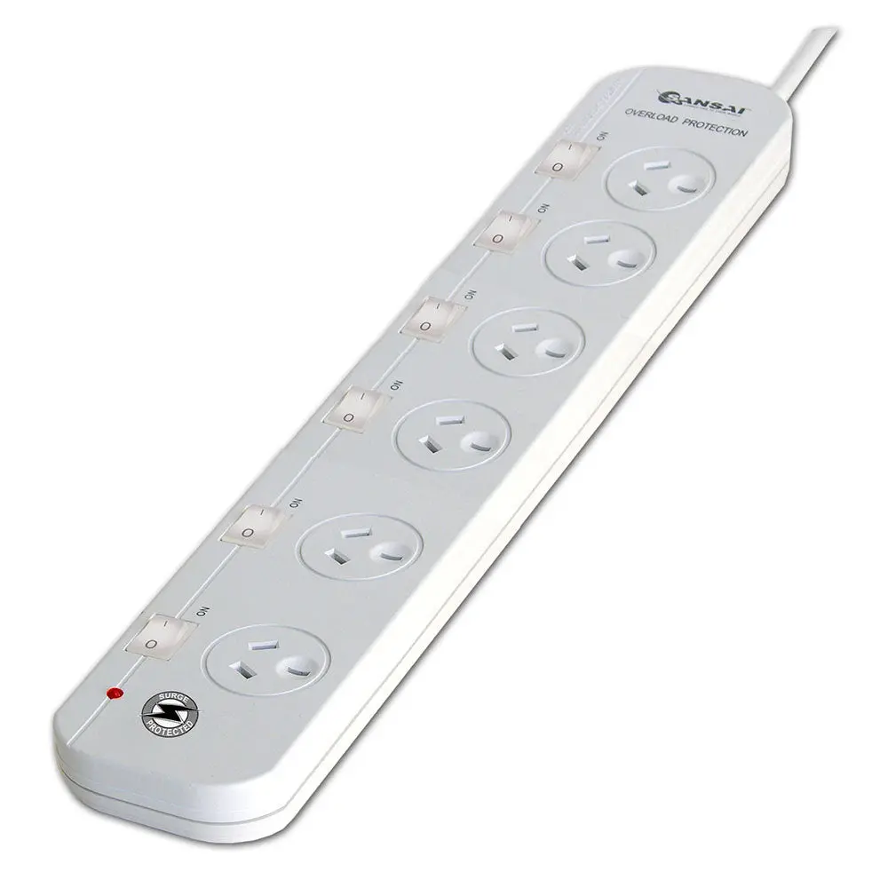Sansai 6-Outlet Individually Switched Surge Protected Power Strip Board 1