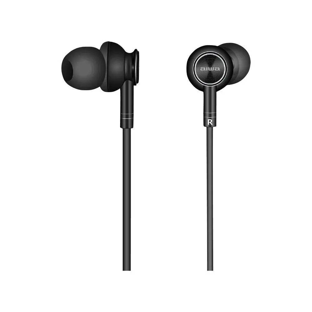 Aiwa In-Ear Gel Performance Wired Earbuds With Mic (Black) 1