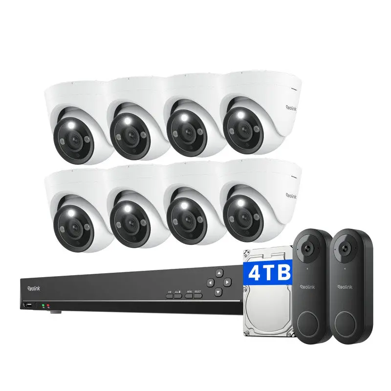 Reolink 12Mp Poe Security System Cctv 16-Channel Nvr With 2 Poe Video Doorbell 1