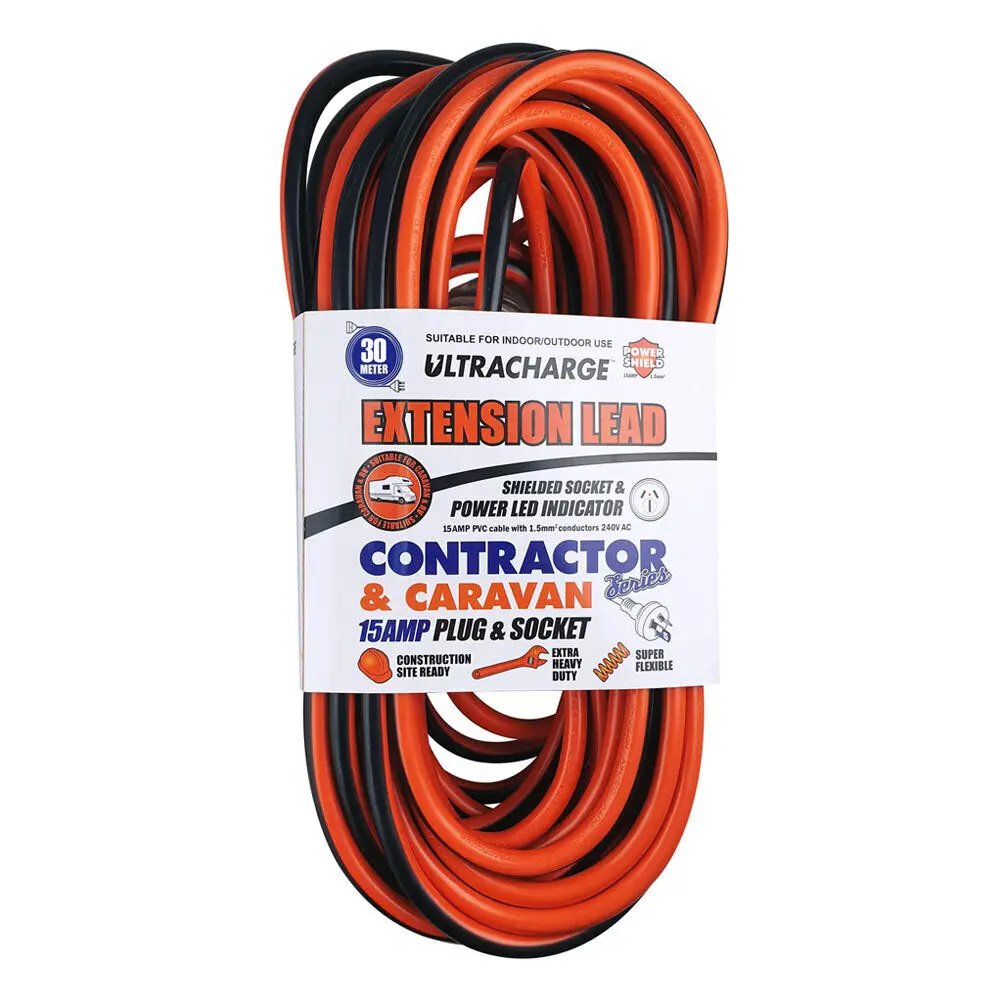 Ultracharge 30M Extension Lead 15A (Contractor/Caravan) 1