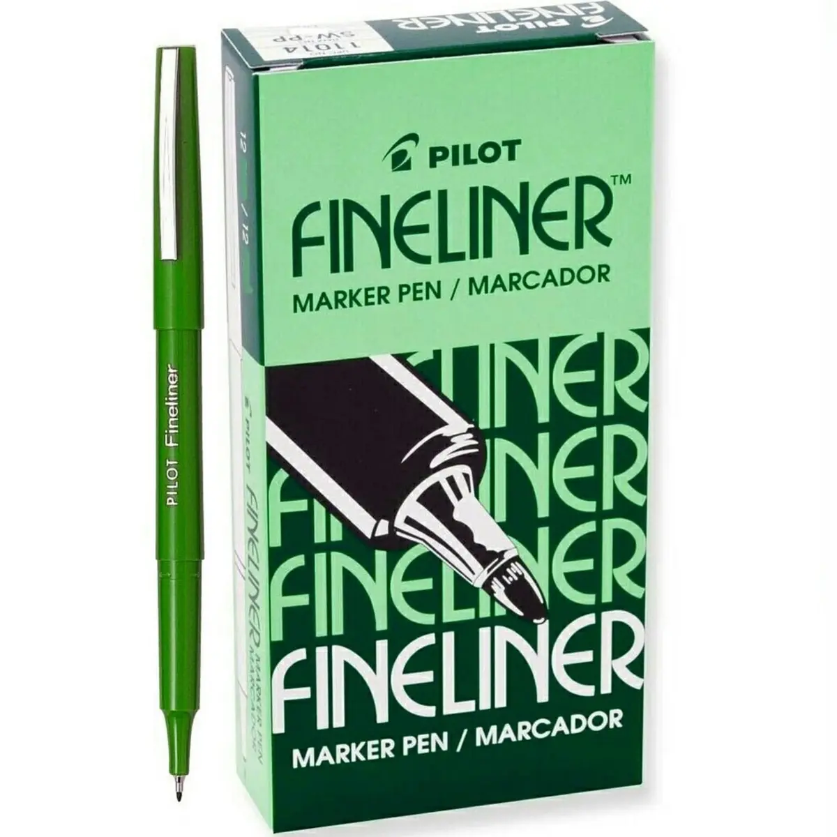 Pilot Original Fineliner Pen Marker 0.4Mm Green Box 12 1