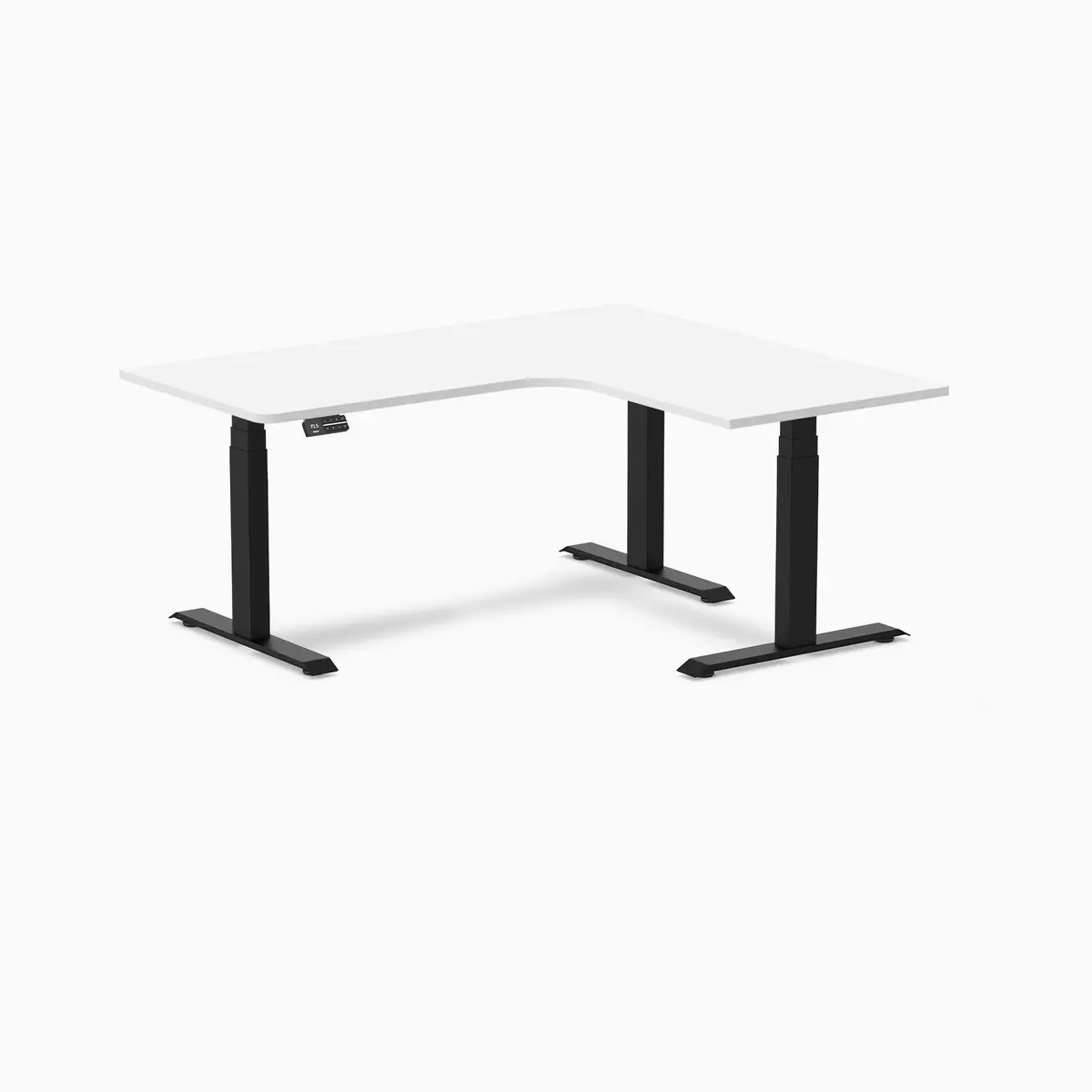 Desky L-Shape Melamine Sit Stand Desk 1600X1400mm - Left Return (White Desktop/Matte Black Leg) 1