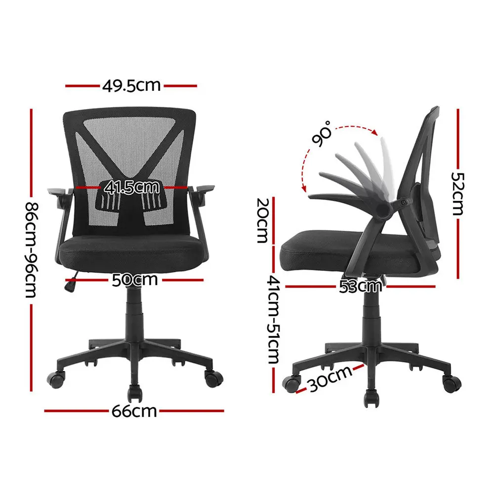 Artiss 2X Mesh Office Chair Mid Back (Black) 2