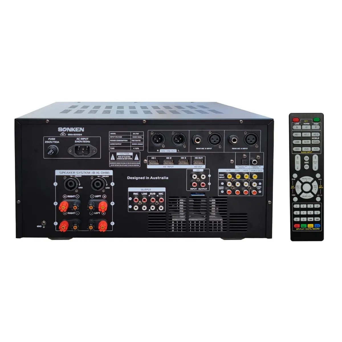 Sonken Sa-767 Professional Karaoke Mixing Amplifier 1000W Rms With Usb Vocal & Music Recording, Bluetooth 2