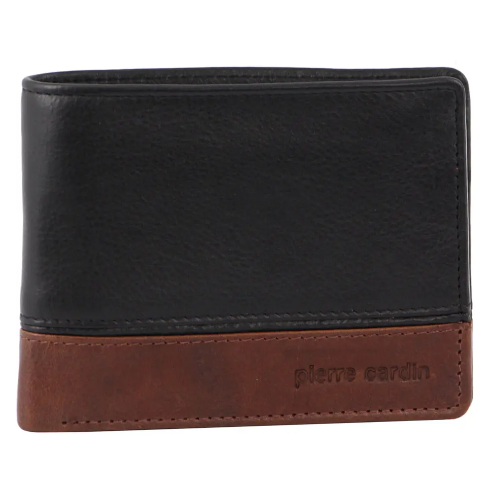 Pierre Cardin Men's Leather Tri-Fold Rfid Protected Wallet 12Cm Black Cognac 1