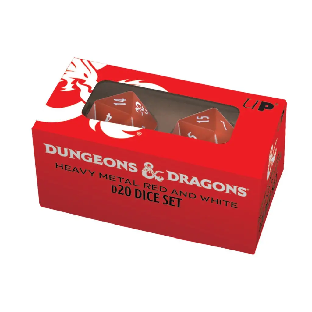 Ultra Pro: Up18396 D&D Heavy Metal D20 Red And White Dice Set 2 Dungeons & Dragons 1