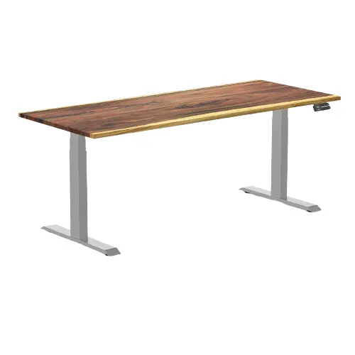 Desky Dual Hardwood Sit Stand Desk 180Cm Saman Desktop And Grey Frame 1