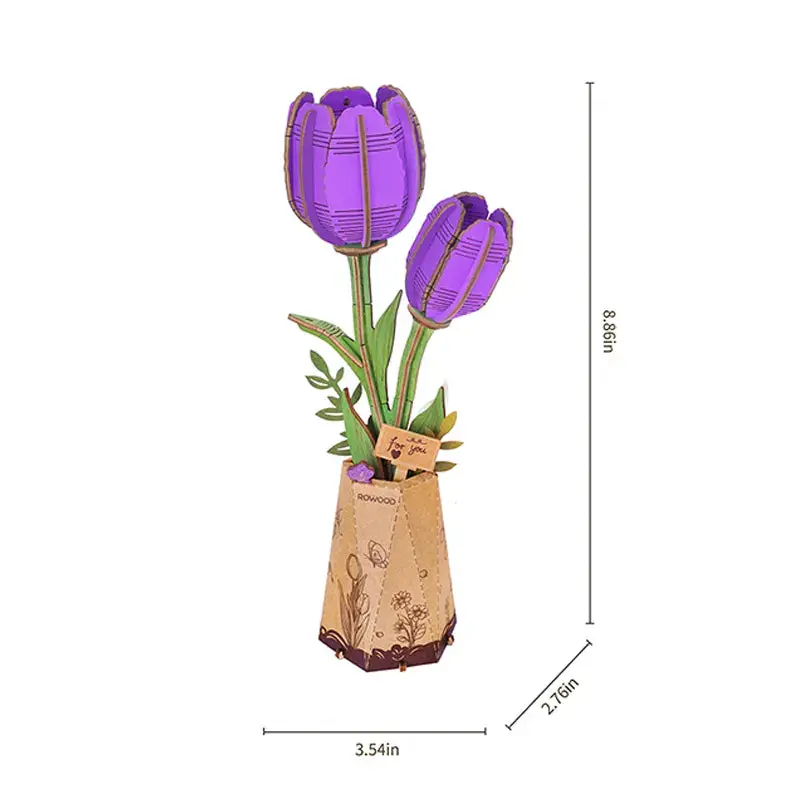 Robotime Wood Bloom Purple Tulip 2