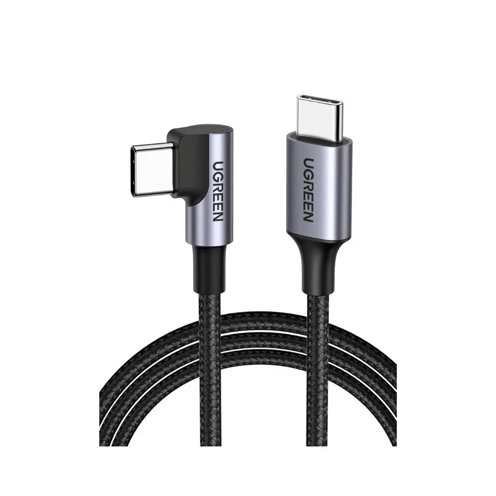 Ugreen 90 Degree Angle Usb-C Male To Usb-C Male 60W Braided Cable 1M 1
