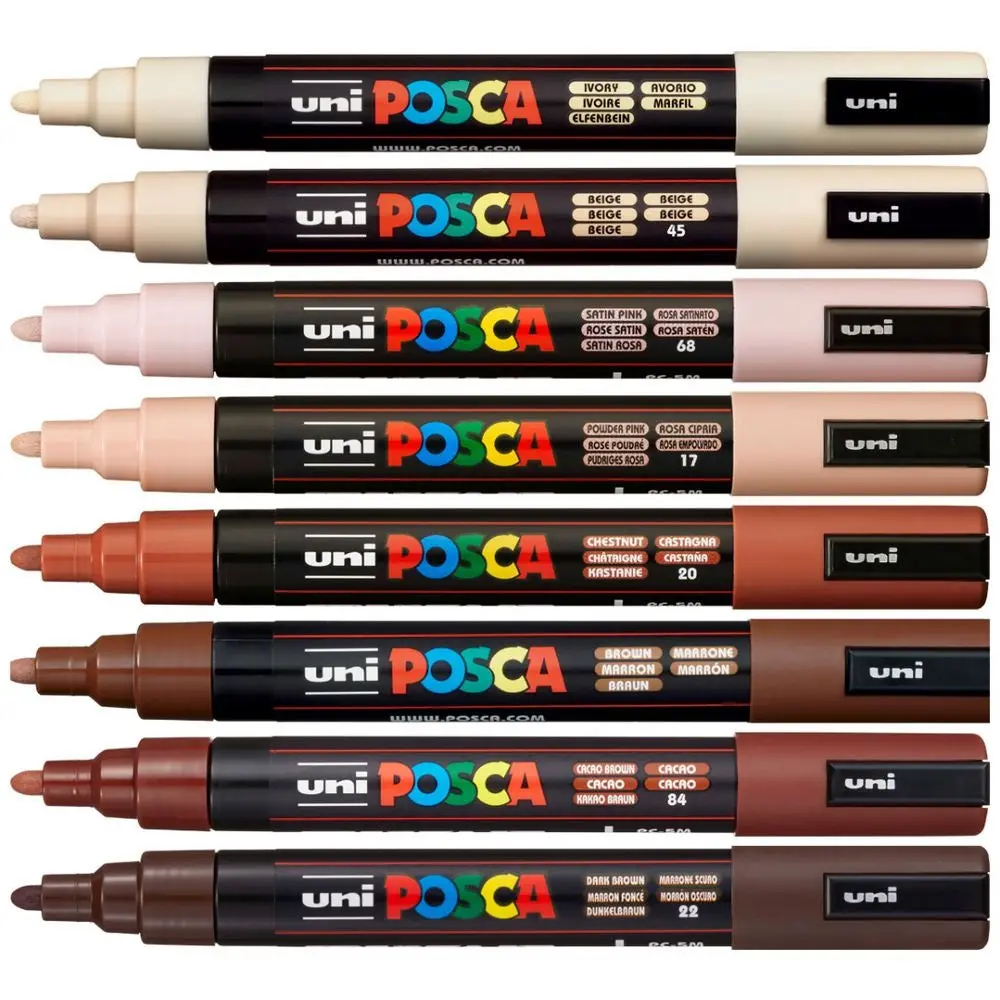 Uni Posca Pc-5M Paint Markers Bullet Tip Medium 8 Colour Pack (Portrait Colours) 2