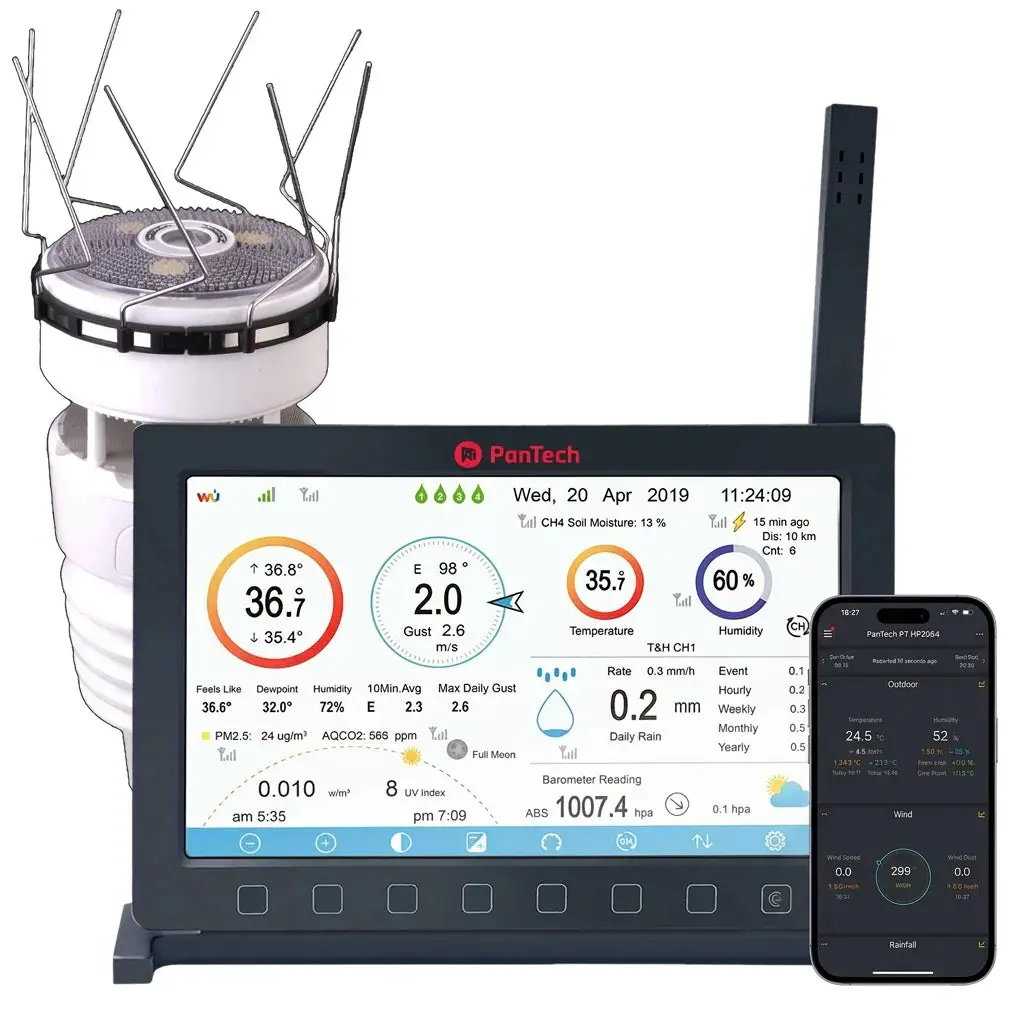 Pantech Gen7 Iot Pt-Hp2564 Solar Powered Wifi Wireless Weather Station 7" Tft Display 1