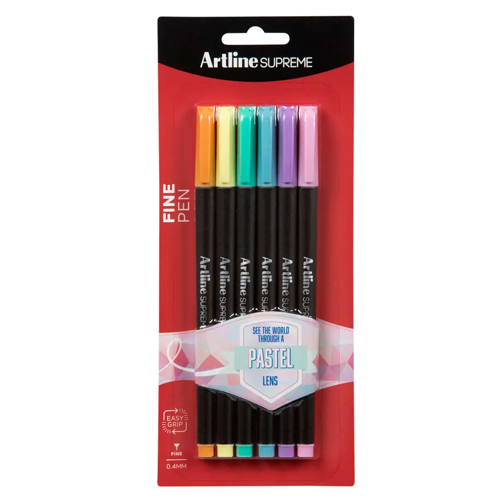 Artline Supreme 0.4Mm Fine Pens [Assorted Pastel Colours] (6-Pack) 1