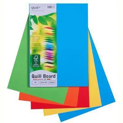Quill Xl Multiboard Paper 210Gsm A4 Pack 50 (Assorted Brights) 1