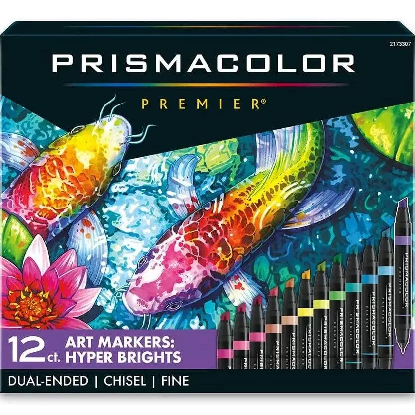 Prismacolor Premier Double Sided Hyper Brights Art Markers Fine Brush Chisel Tip Dual End 12 Pack 1