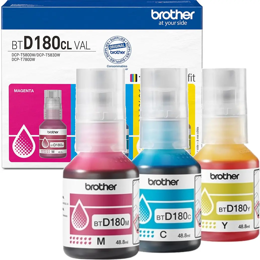 Brother Btd180cl Value Colour Pack Ink Bottles Magenta/Cyan/Yellow Genuine Dcp-T580dw Dcp-T780dw 1