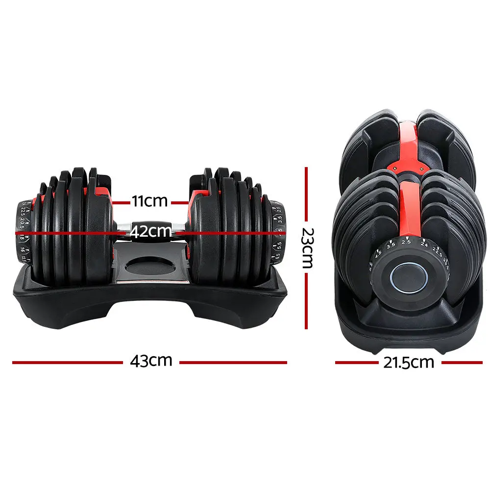 Everfit 24Kg Dumbbells Adjustable Dumbbell Weight Plates Home Gym 2Pcs 2