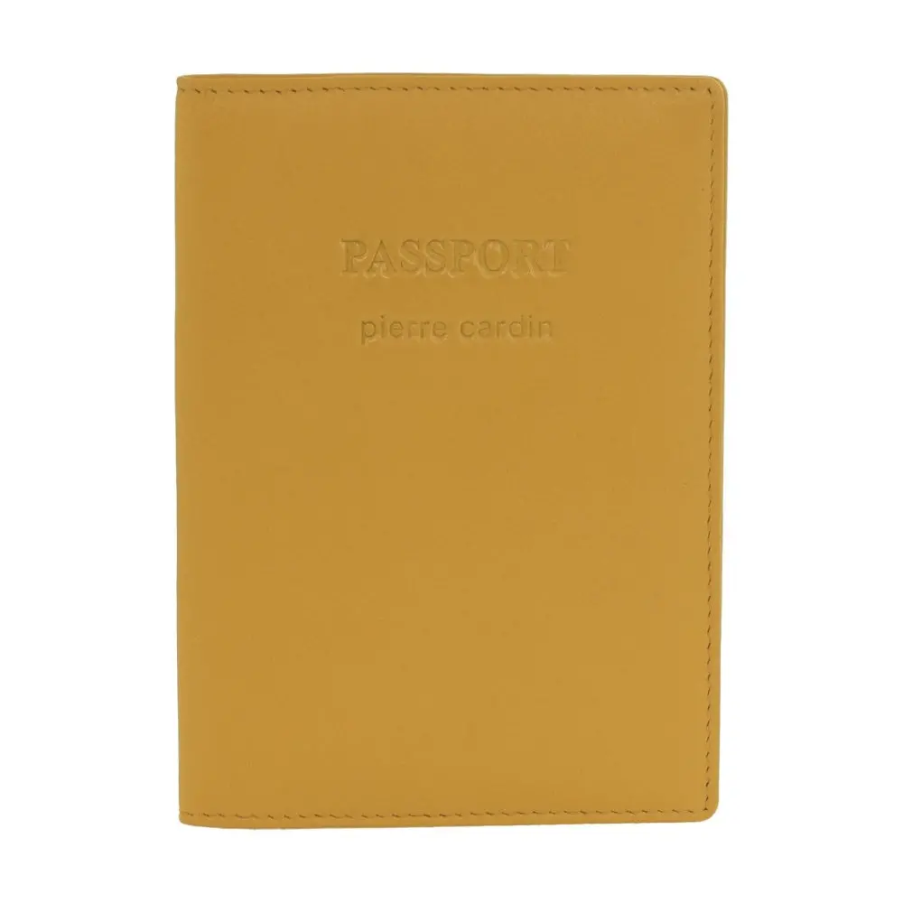 Pierre Cardin Leather Passport Holder/Cover Protected Rfid Wallet Yellow 1